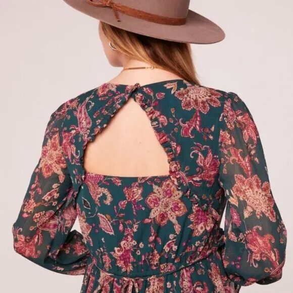 Run the World Pine Paisley Empire Waist Midi Boho Dress Size Small NWT - Picture 6 of 14